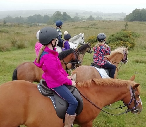 Pony morning riding in welsh hills children